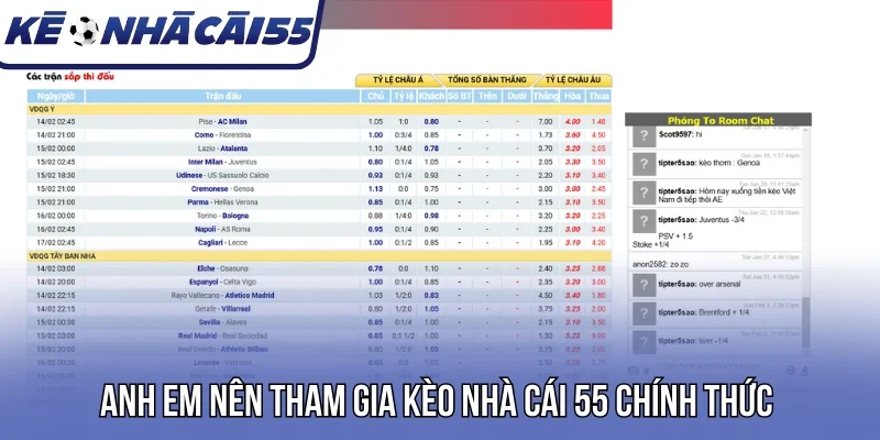 Anh em nên tham gia kèo nhà cái 55 chính thức